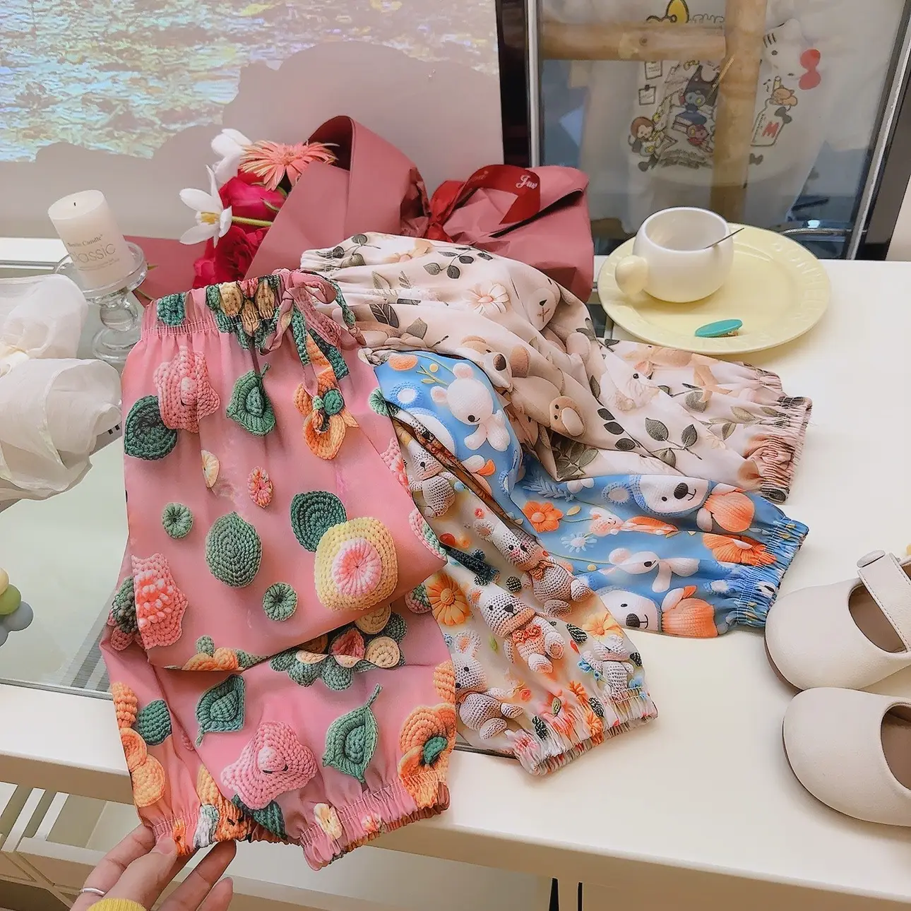 Summer 3D Anti-Mosquito Pants for Boys Girls Blue Floral — feature 9