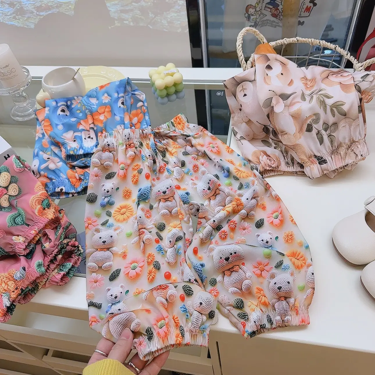 Summer 3D Anti-Mosquito Pants for Boys Girls Blue Floral - Image 11