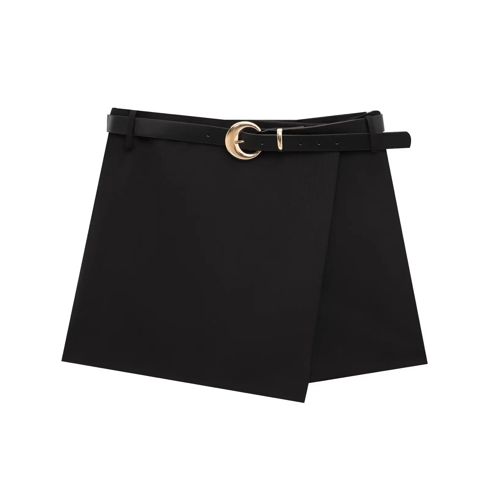 Women's Black Belted Casual Shorts Double Breasted - Image 6