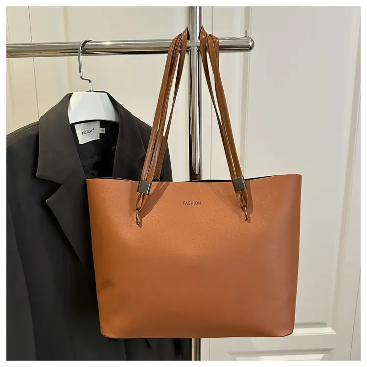 2025 Women's Leather Shoulder Tote Bag Brown Large Capacity — feature 16