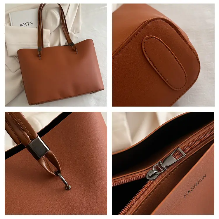 2025 Women's Leather Shoulder Tote Bag Brown Large Capacity — feature 8