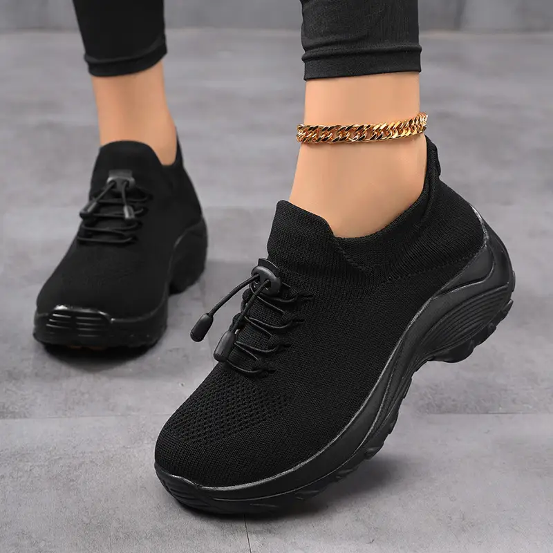 Cross-border Explosions Upgraded Non-slip plus size Women's Shoes Mother Shoes Socks Shoes Casual Flying Weaving Women's Shoes Shake Shoes for Women - Image 10