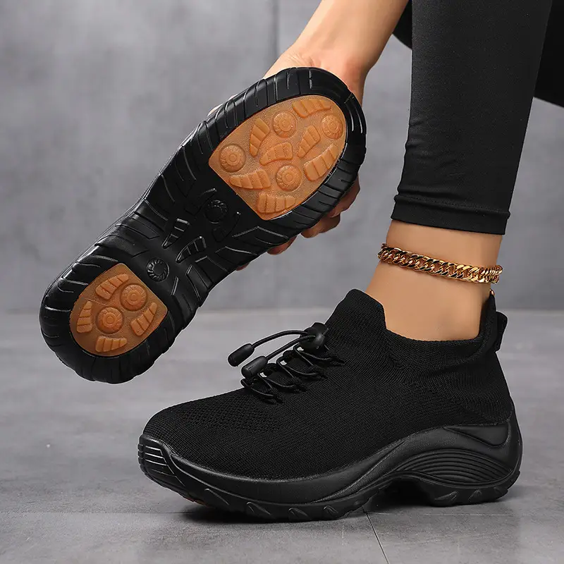 Cross-border Explosions Upgraded Non-slip plus size Women's Shoes Mother Shoes Socks Shoes Casual Flying Weaving Women's Shoes Shake Shoes for Women - Image 11