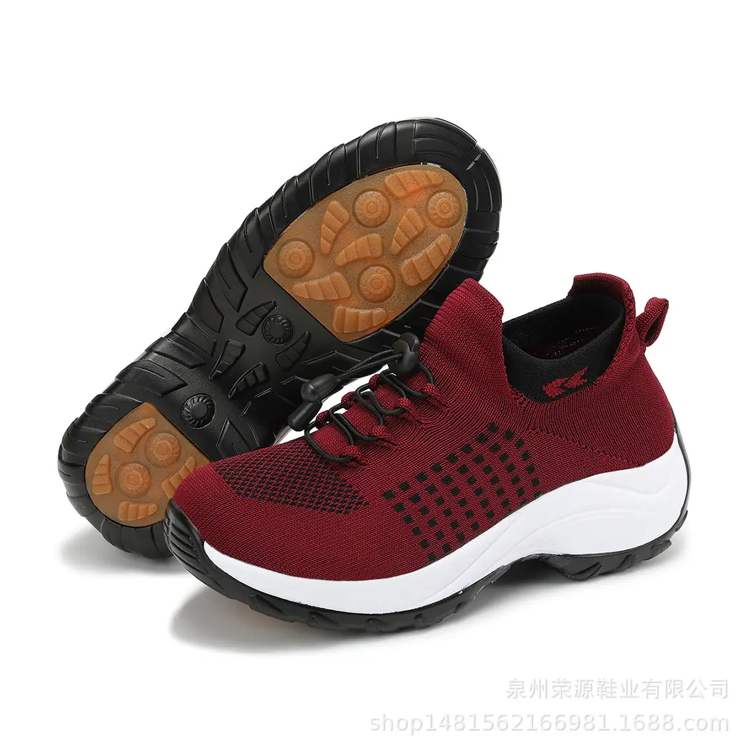 Cross-border Explosions Upgraded Non-slip plus size Women's Shoes Mother Shoes Socks Shoes Casual Flying Weaving Women's Shoes Shake Shoes for Women - Image 6