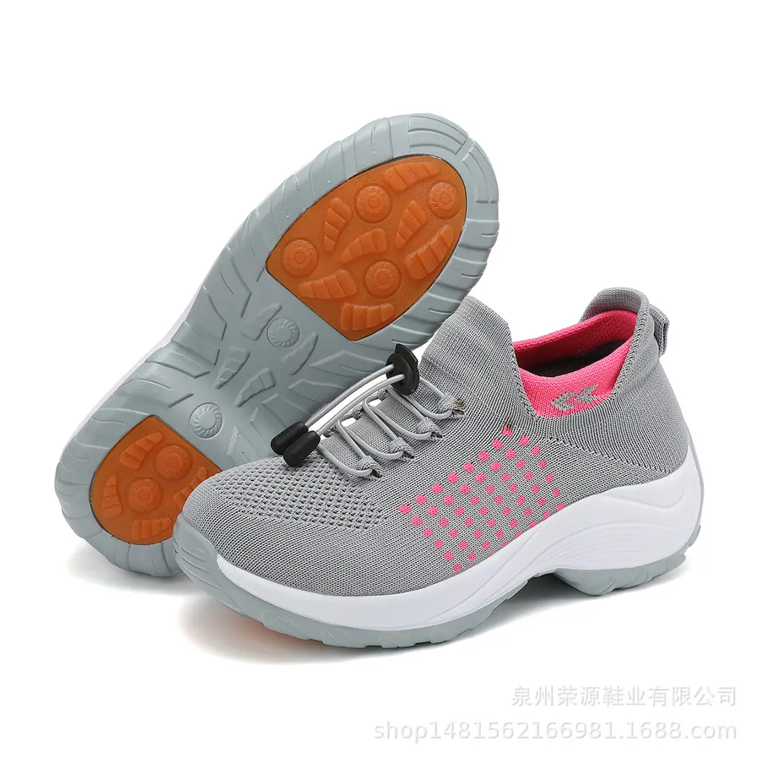 Cross-border Explosions Upgraded Non-slip plus size Women's Shoes Mother Shoes Socks Shoes Casual Flying Weaving Women's Shoes Shake Shoes for Women - Image 7