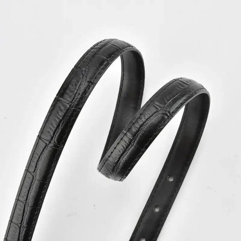 Black Croc Leather Belt for Women Small - Image 9