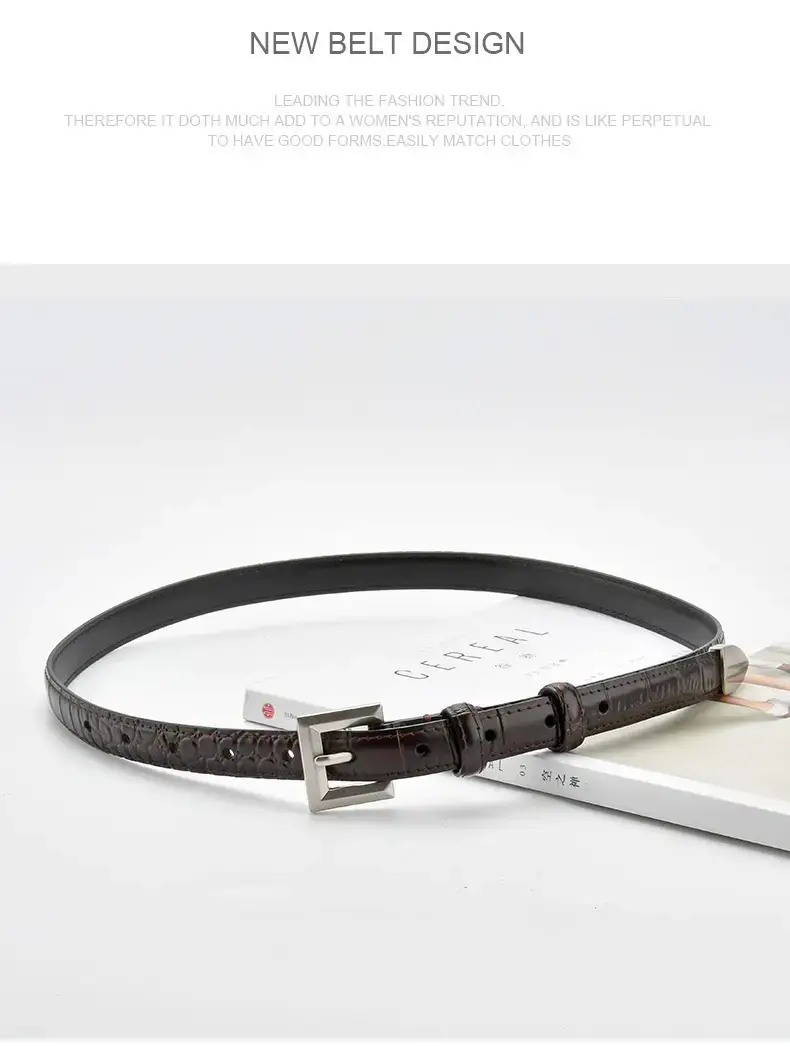 Black Croc Leather Belt for Women Small — feature 13