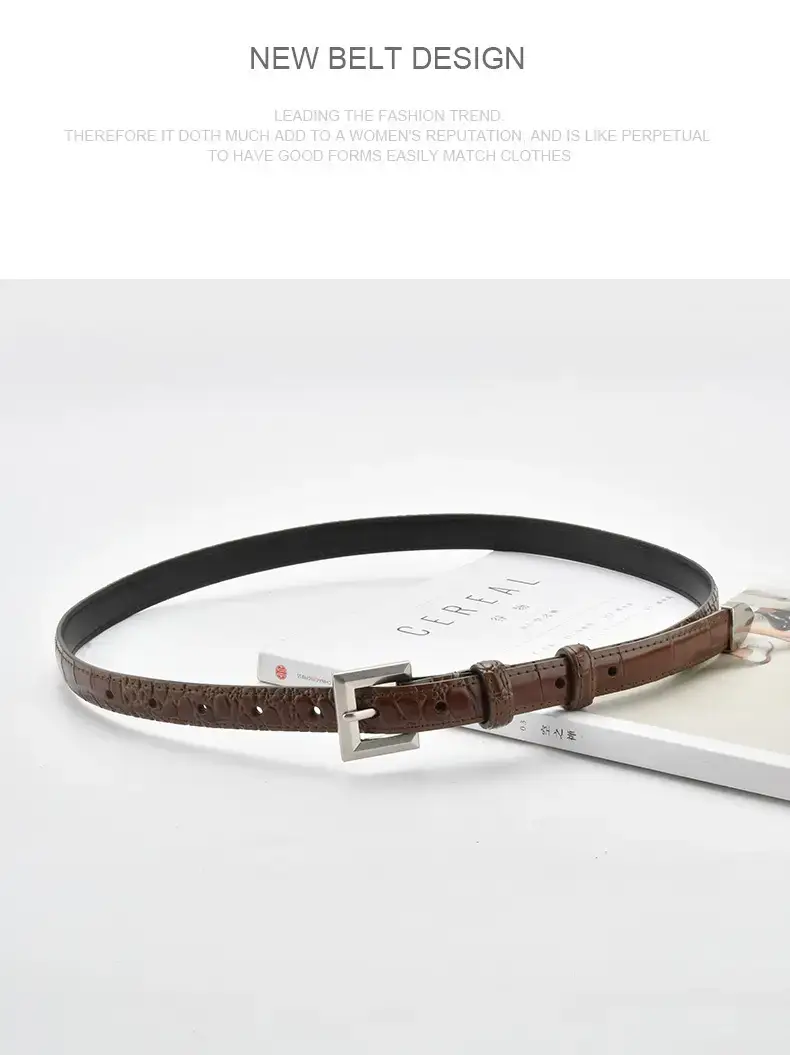 Black Croc Leather Belt for Women Small — feature 14