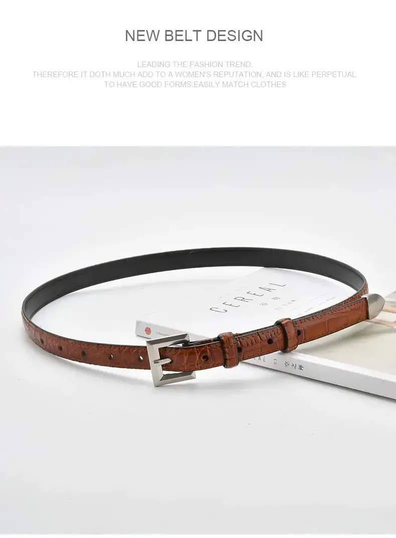 Black Croc Leather Belt for Women Small — feature 15