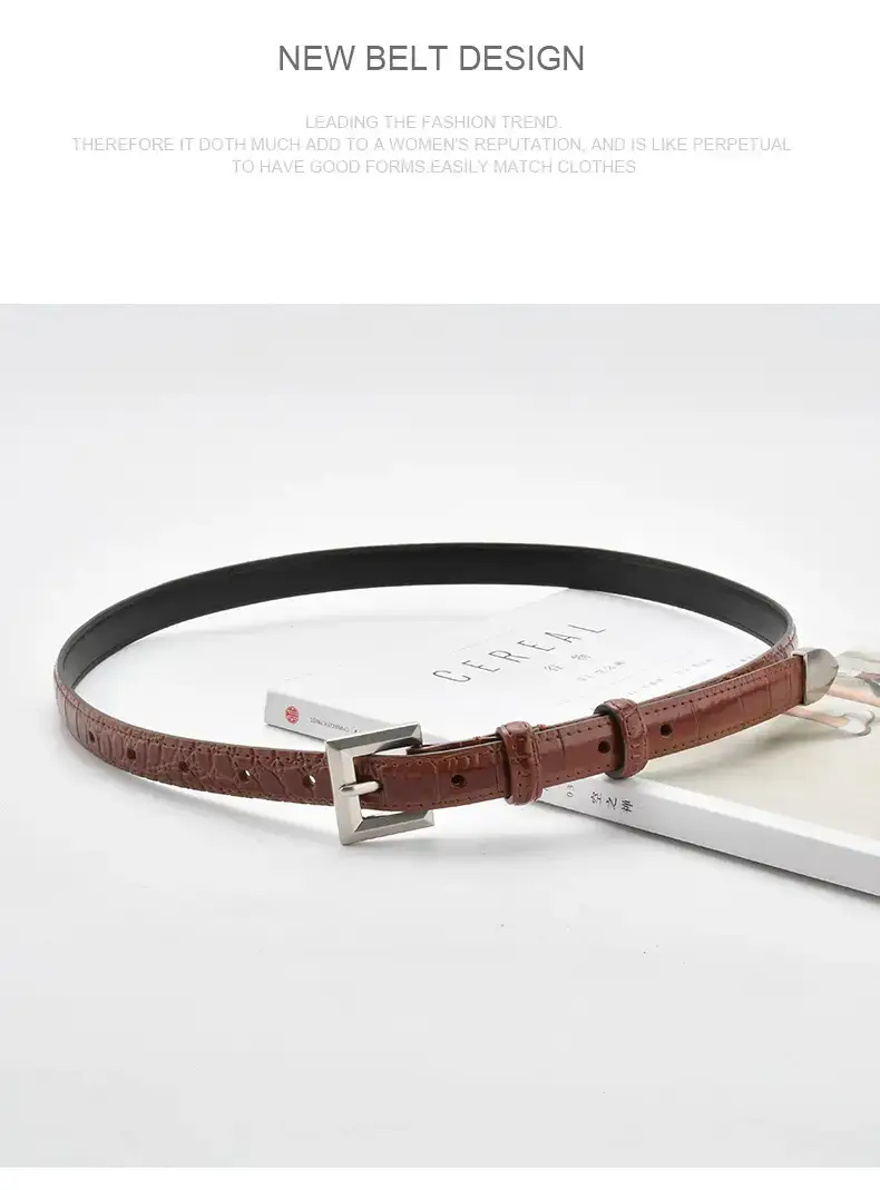 Black Croc Leather Belt for Women Small — feature 16