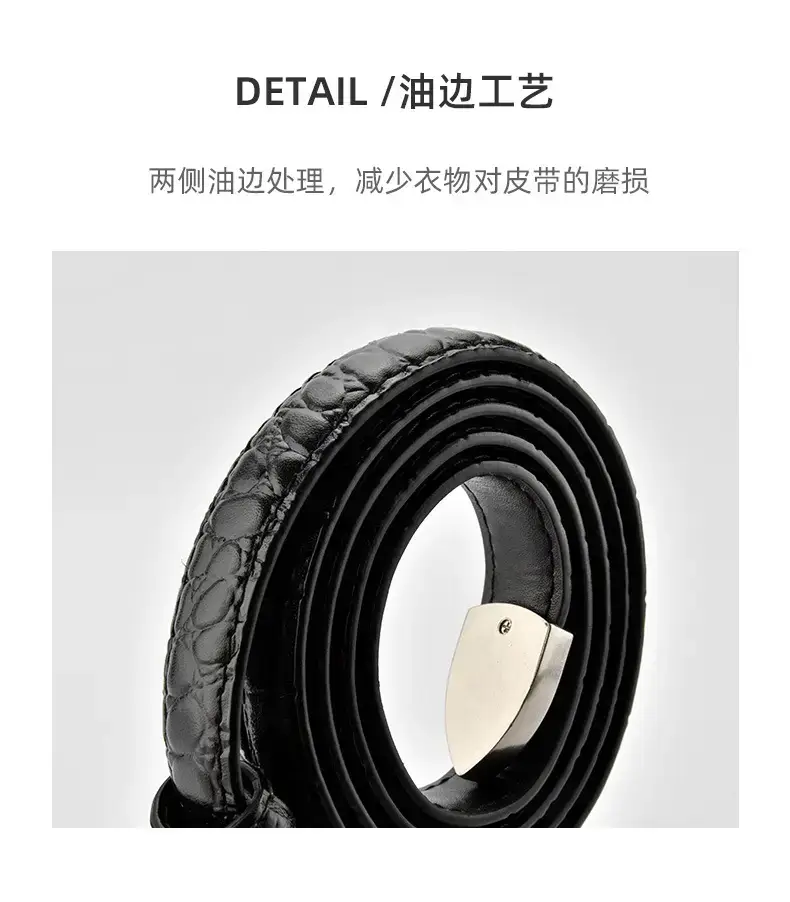 Black Croc Leather Belt for Women Small — feature 7