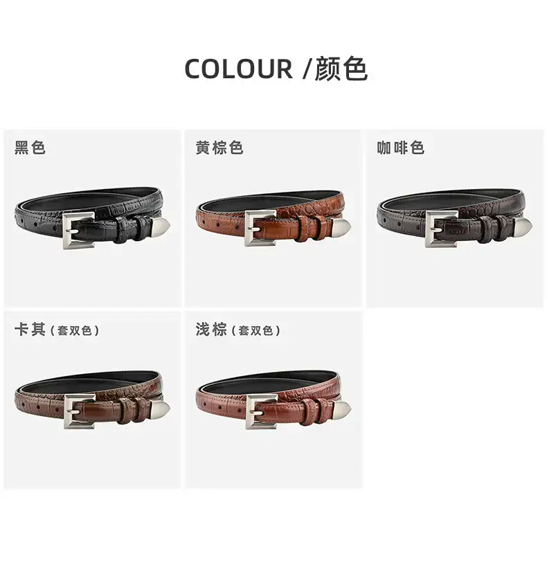 Black Croc Leather Belt for Women Small — feature 8