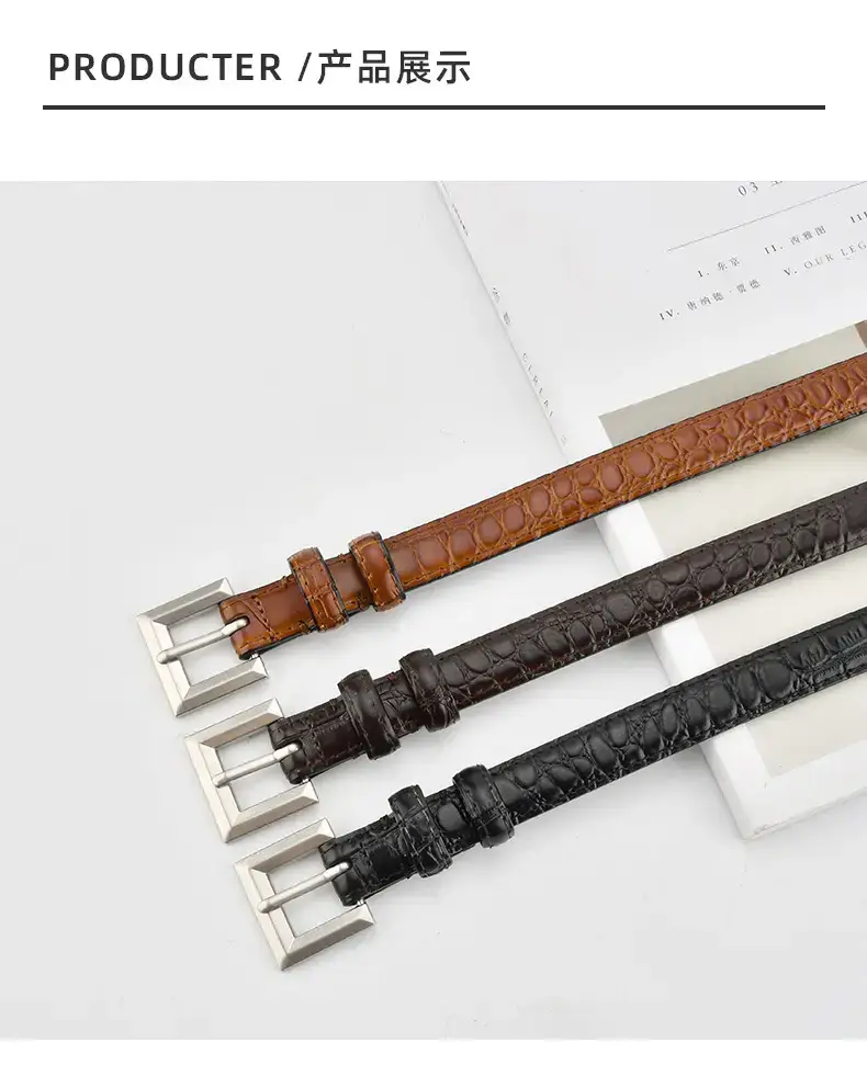 Black Croc Leather Belt for Women Small — feature 9