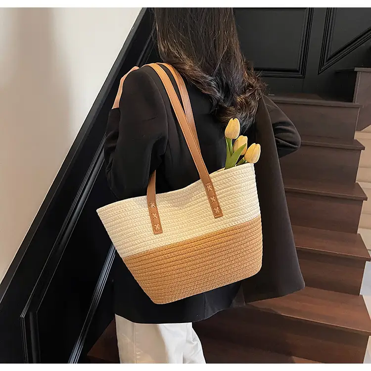 Women's Cotton Rope Shoulder Bag Blue Top Hat — feature 41
