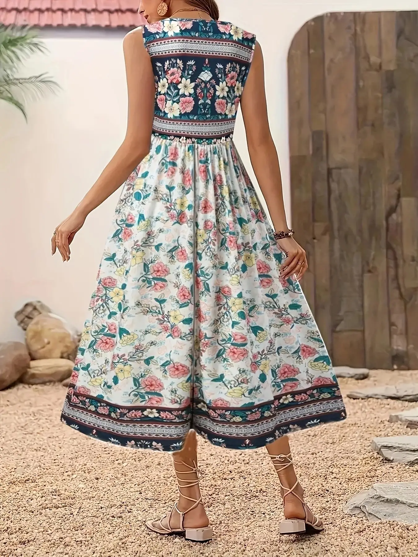 2025 Printed Sleeveless Pullover Vest Dress for Women