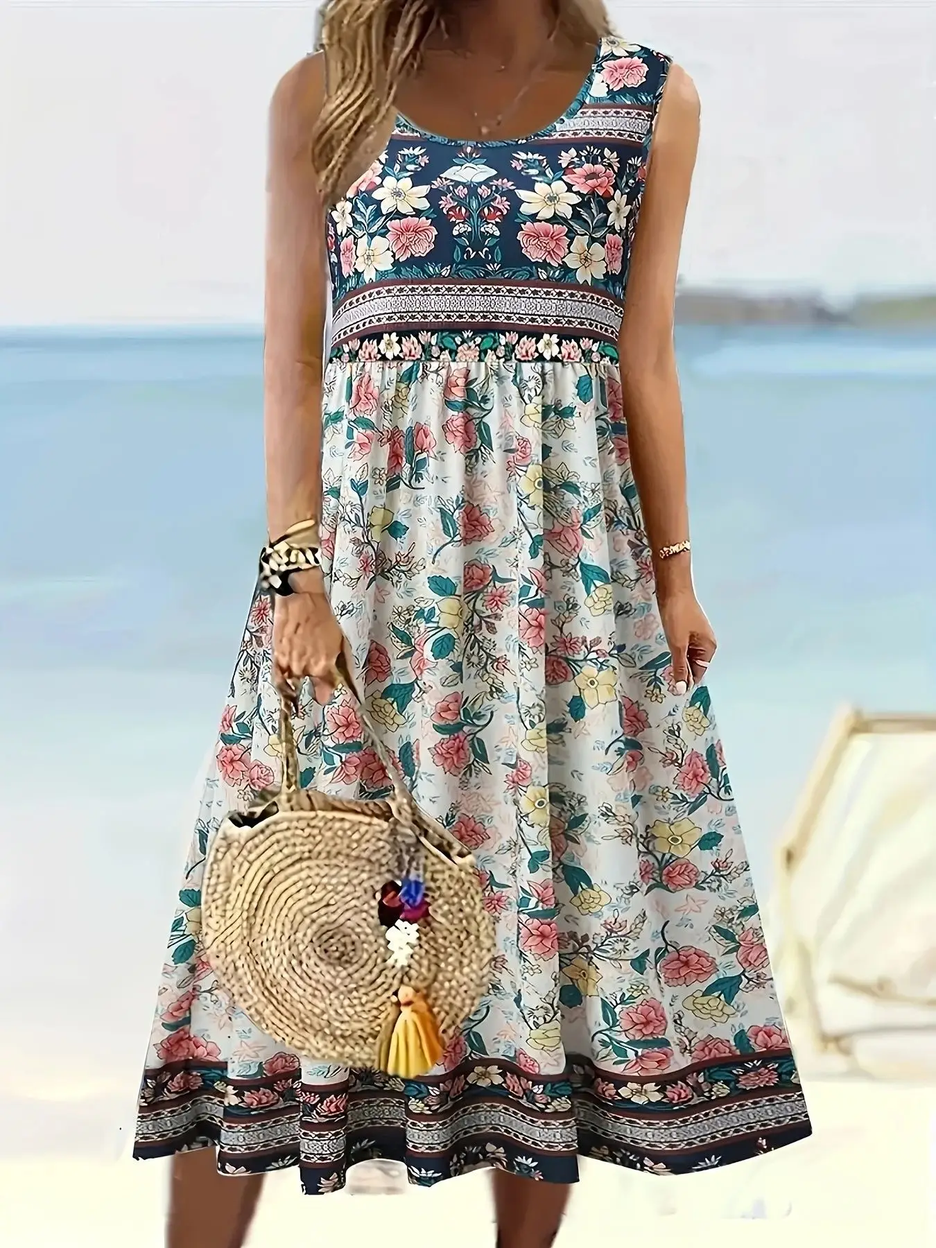 2025 Printed Sleeveless Pullover Vest Dress for Women — feature 13