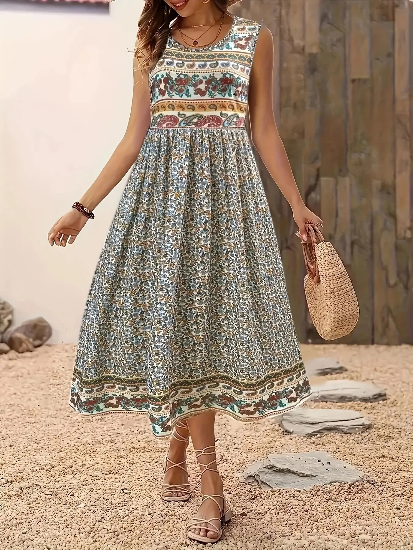 2025 Printed Sleeveless Pullover Vest Dress for Women — feature 5