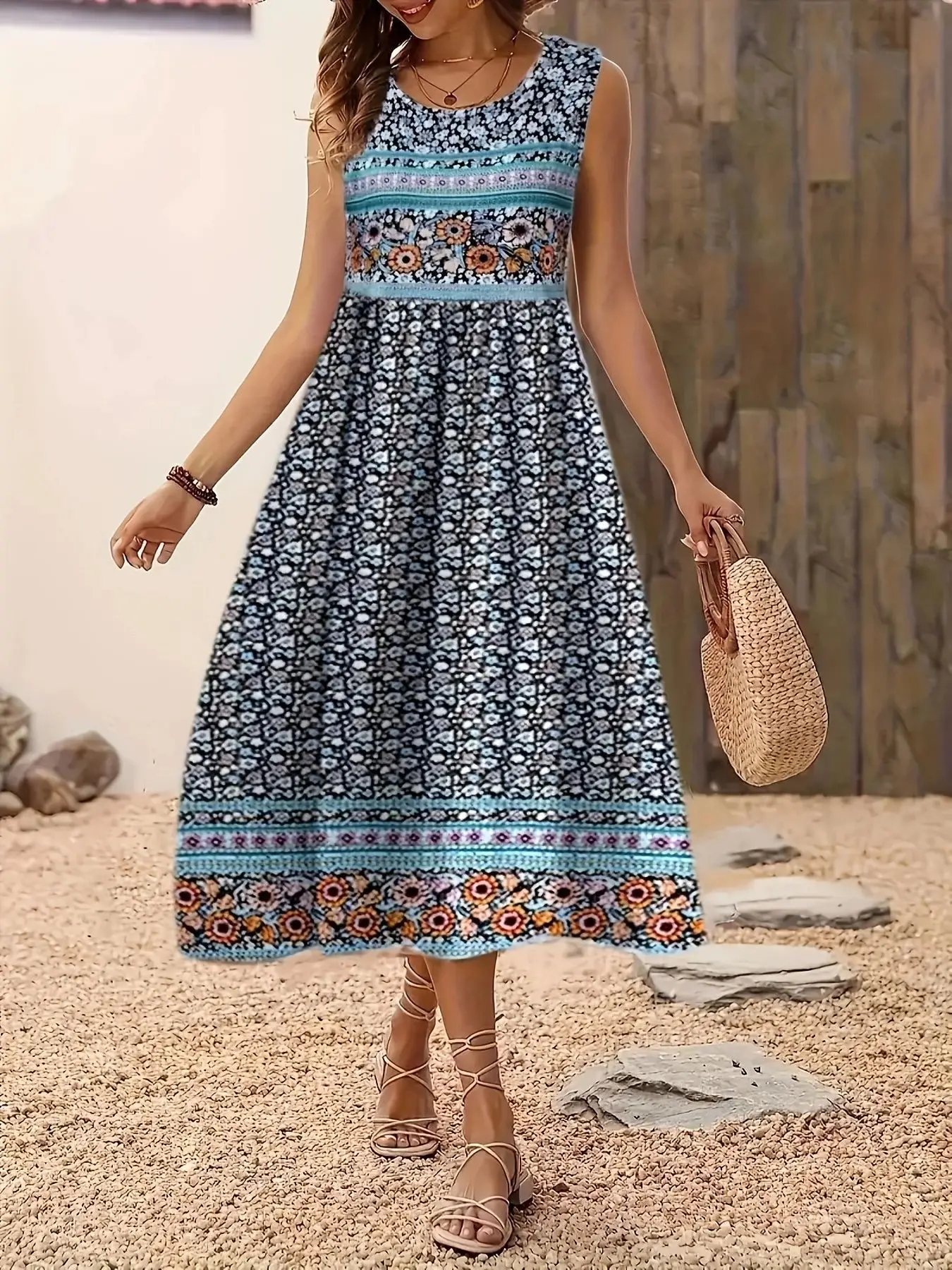 2025 Printed Sleeveless Pullover Vest Dress for Women — feature 8