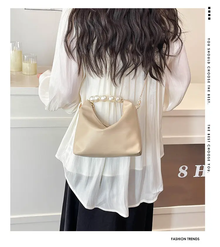 Pink Pearl Handle Shoulder Bag for Women — feature 1