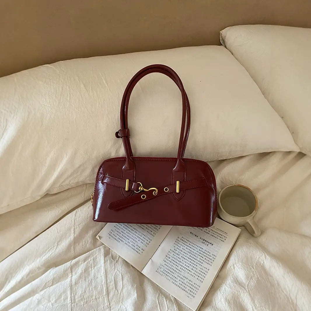 Retro Bowling Underarm Handheld 2025 Large Capacity Commuting Pillow Bag Solid Color Texture Shoulder Bag Easiest for Match luggage and leather goods - Image 6