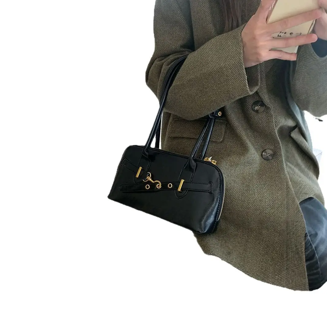 Retro Bowling Underarm Handheld 2025 Large Capacity Commuting Pillow Bag Solid Color Texture Shoulder Bag Easiest for Match luggage and leather goods - Image 8