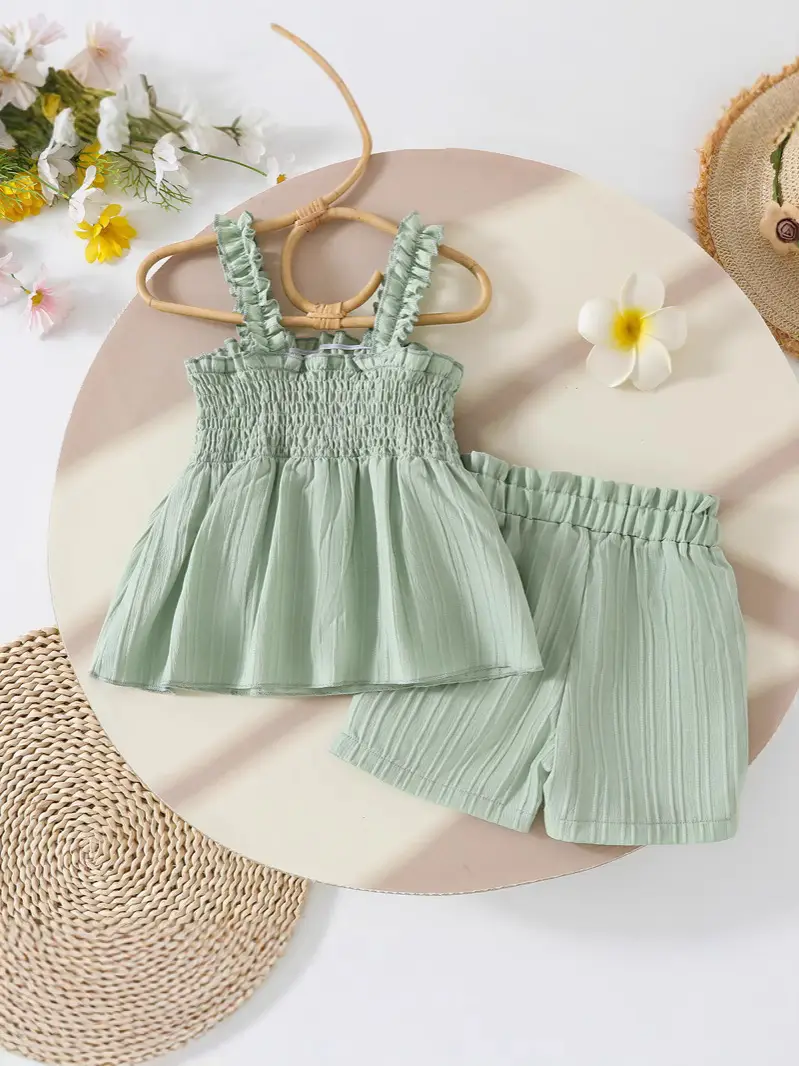 Girls' Blue Floral 2-Piece Suit with Shorts