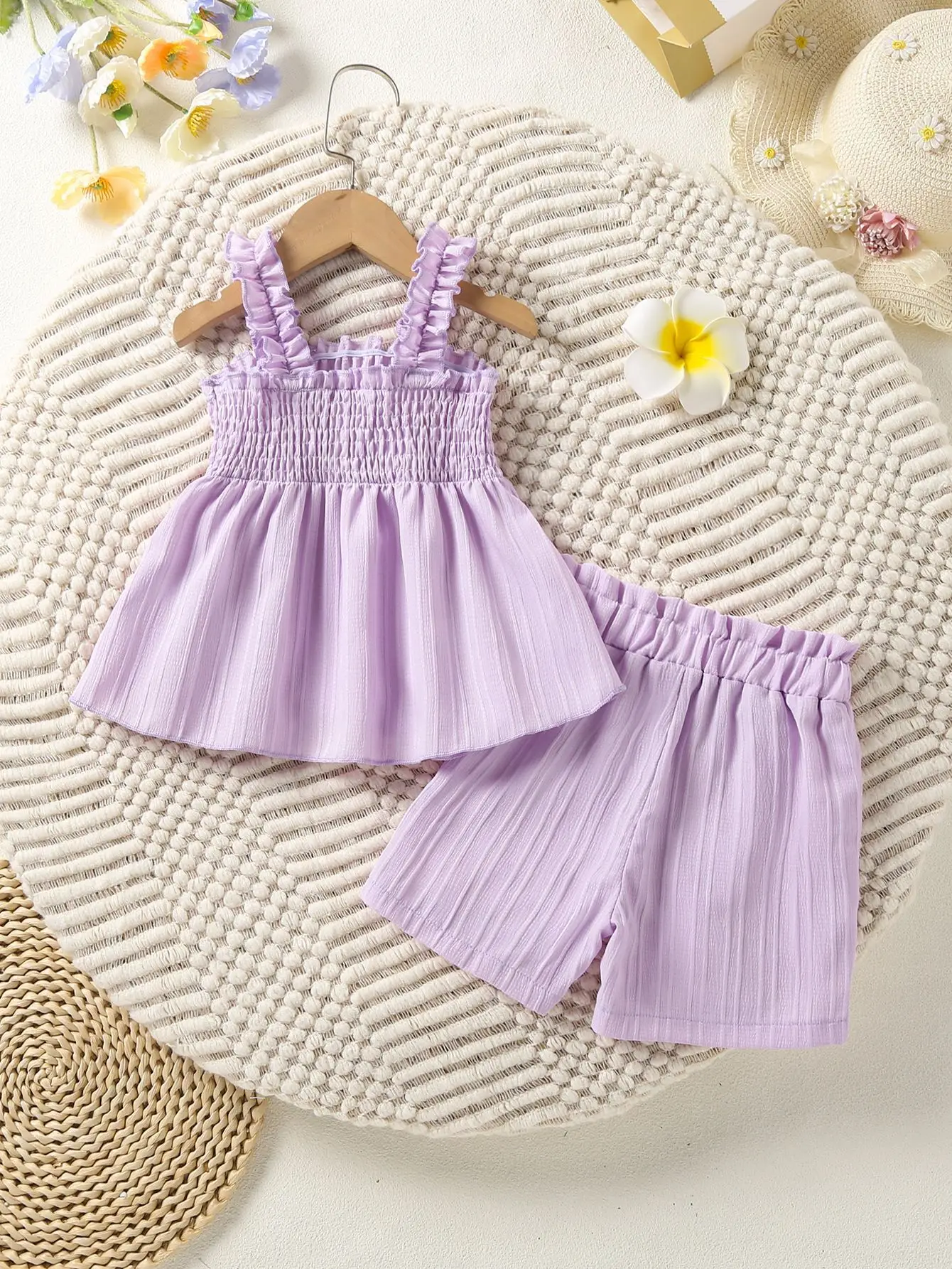 Girls' Blue Floral 2-Piece Suit with Shorts — feature 32