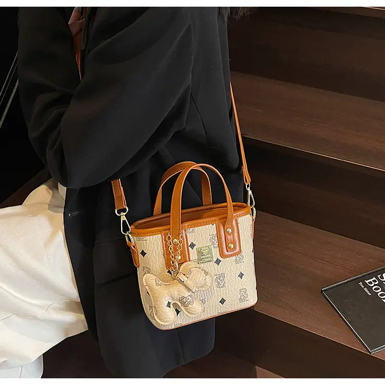 Women's Korean Printed Shoulder Crossbody Bag Brown Beige — feature 21