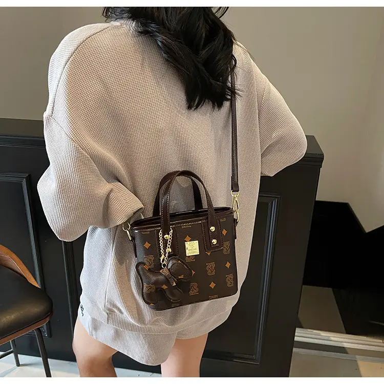 Women's Korean Printed Shoulder Crossbody Bag Brown Beige — feature 24