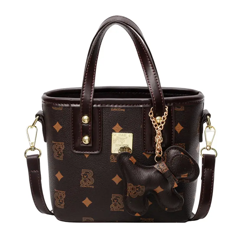 Women's Korean Printed Shoulder Crossbody Bag Brown Beige - Image 4
