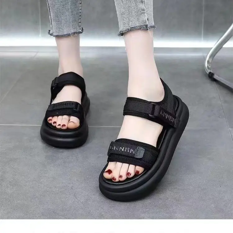 Women's Black Thick Velcro Beach Sandals 2025 — feature 1