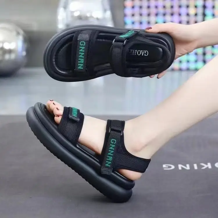 Women's Black Thick Velcro Beach Sandals 2025 — feature 4