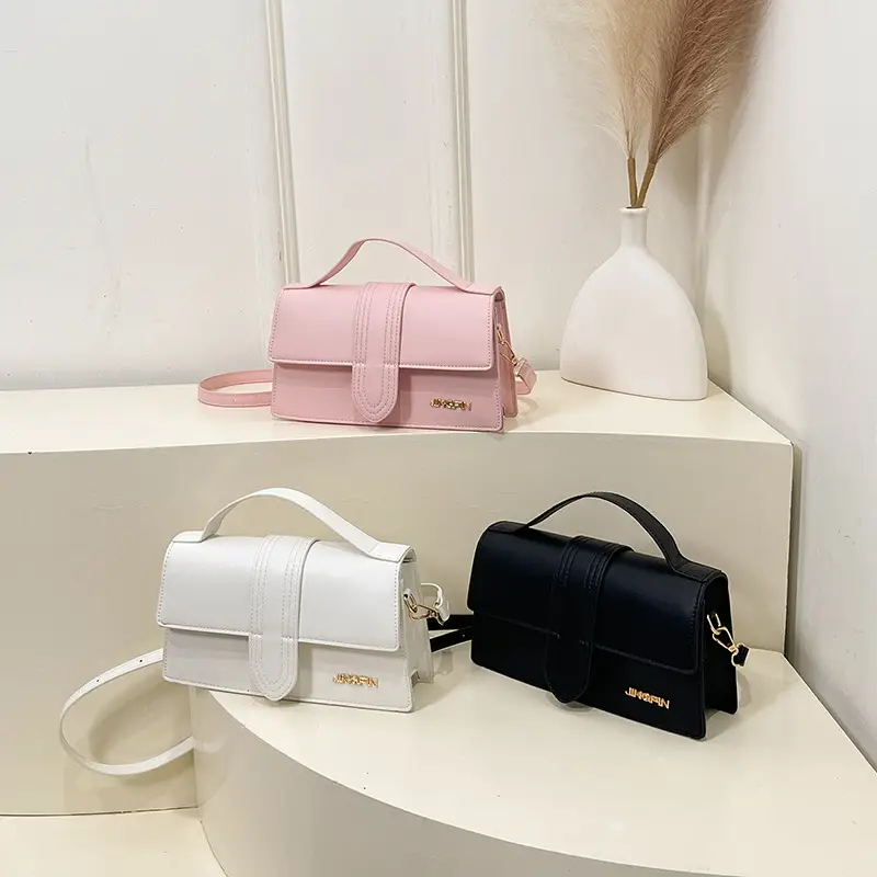 Women's 2025 Spring Letter Square Bags Pink White Black - Image 4