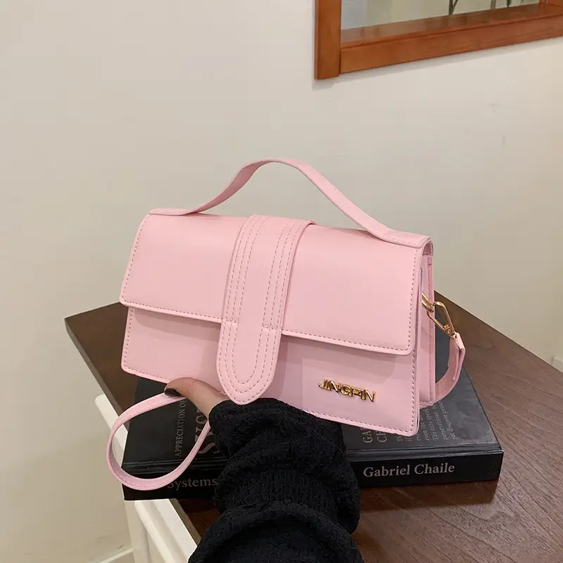 Women's 2025 Spring Letter Square Bags Pink White Black - Image 7