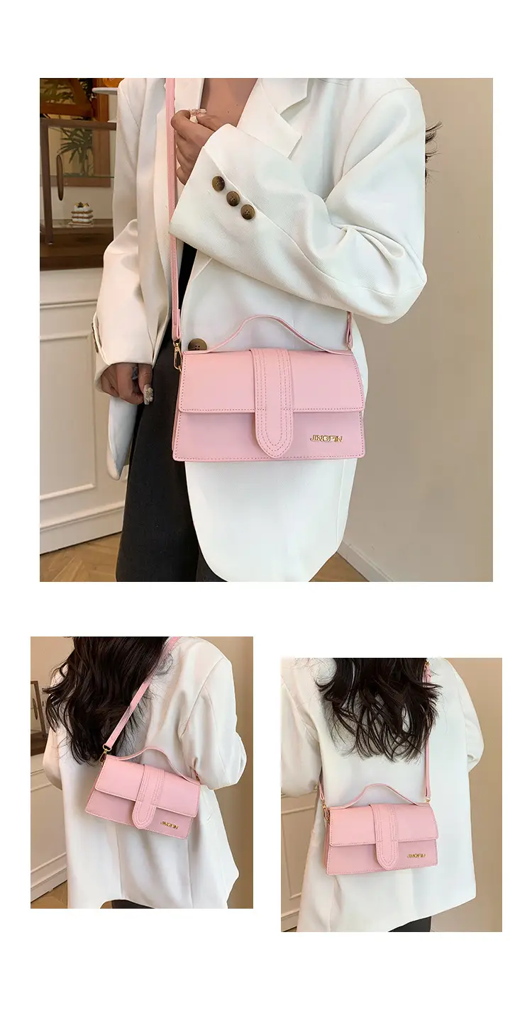 Women's 2025 Spring Letter Square Bags Pink White Black — feature 8