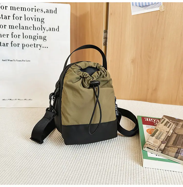 Black Drawstring Crossbody Bag for Men Women — feature 13