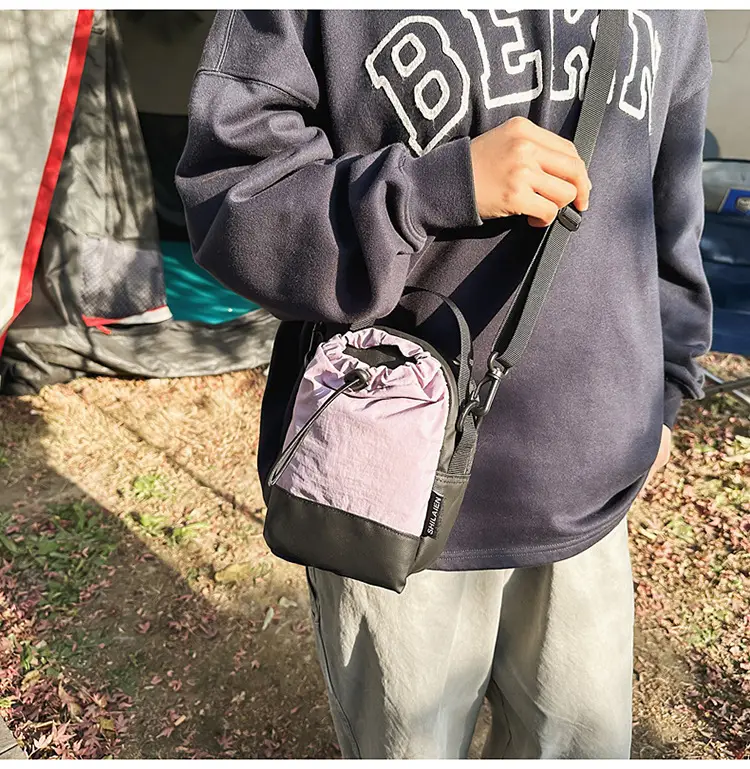 Black Drawstring Crossbody Bag for Men Women — feature 32