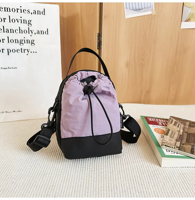 Black Drawstring Crossbody Bag for Men Women - Image 5