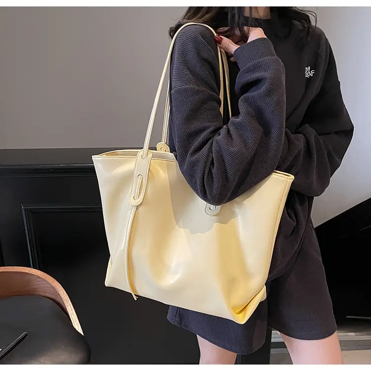 Women's Yellow Leather Tote Bag Large Capacity 2025 — feature 41