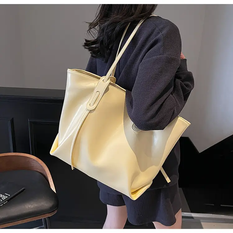 Women's Yellow Leather Tote Bag Large Capacity 2025 — feature 42