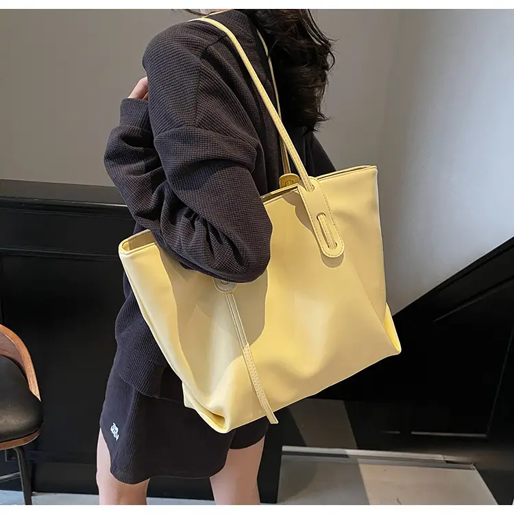 Women's Yellow Leather Tote Bag Large Capacity 2025 — feature 44