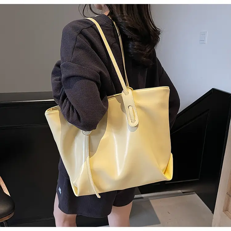 Women's Yellow Leather Tote Bag Large Capacity 2025 — feature 45