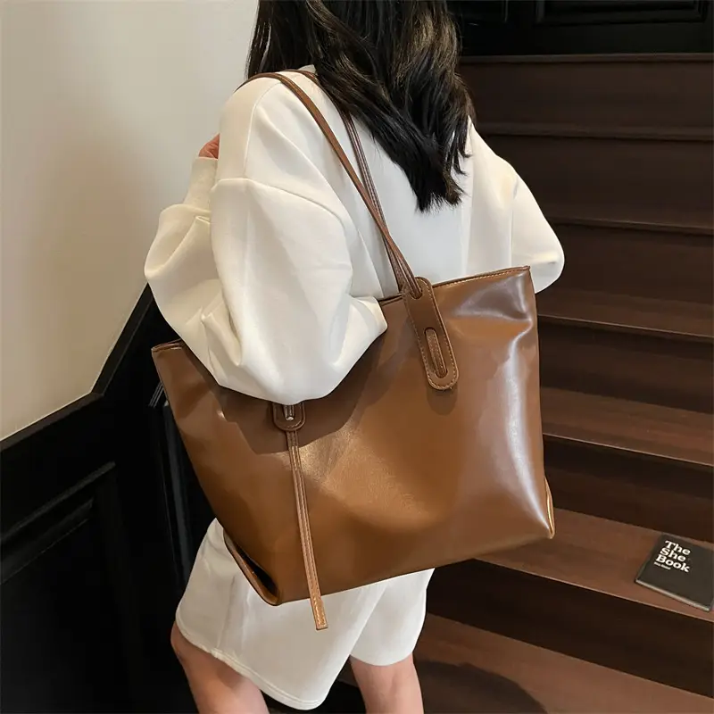 Women's Yellow Leather Tote Bag Large Capacity 2025 - Image 2