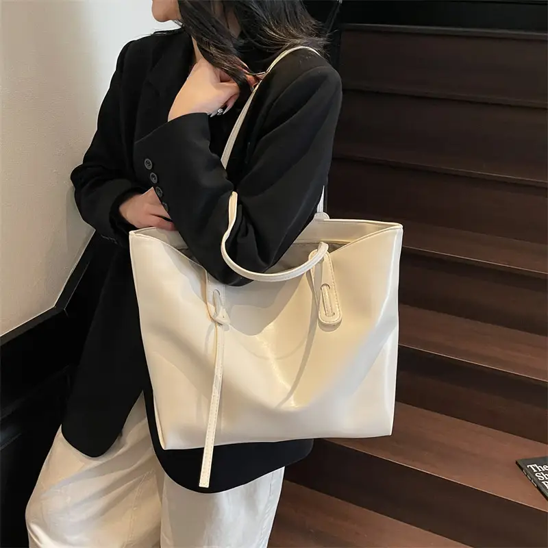 Women's Yellow Leather Tote Bag Large Capacity 2025 - Image 5