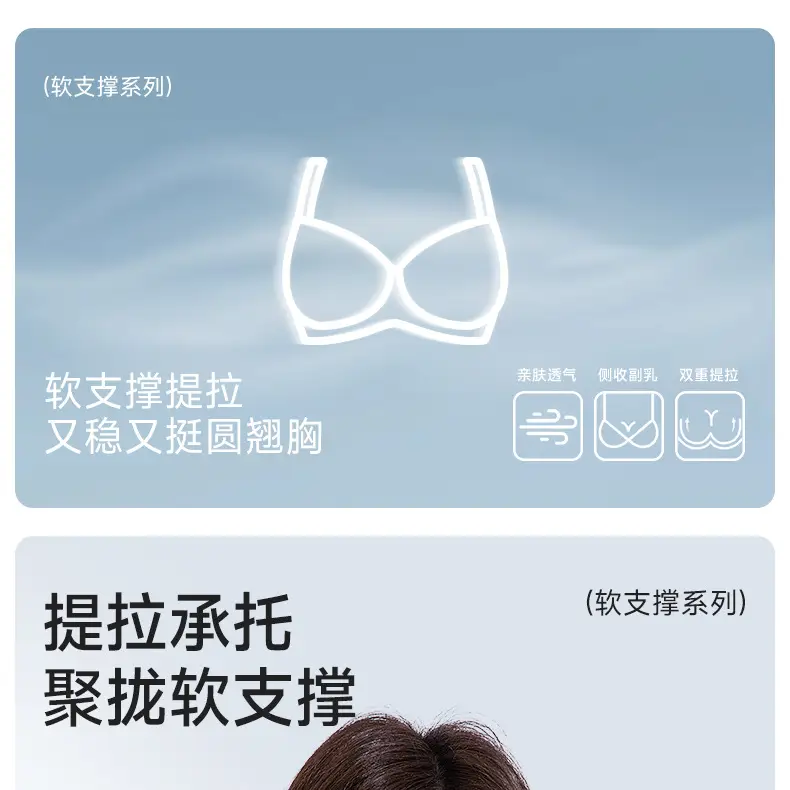 Modal Silk Women's Traceless Underwear Bra Thin Large Chest Small Chest Push-up Soft Support Non-steel Bra — feature 3