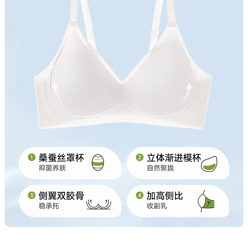 Modal Silk Women's Traceless Underwear Bra Thin Large Chest Small Chest Push-up Soft Support Non-steel Bra — feature 6