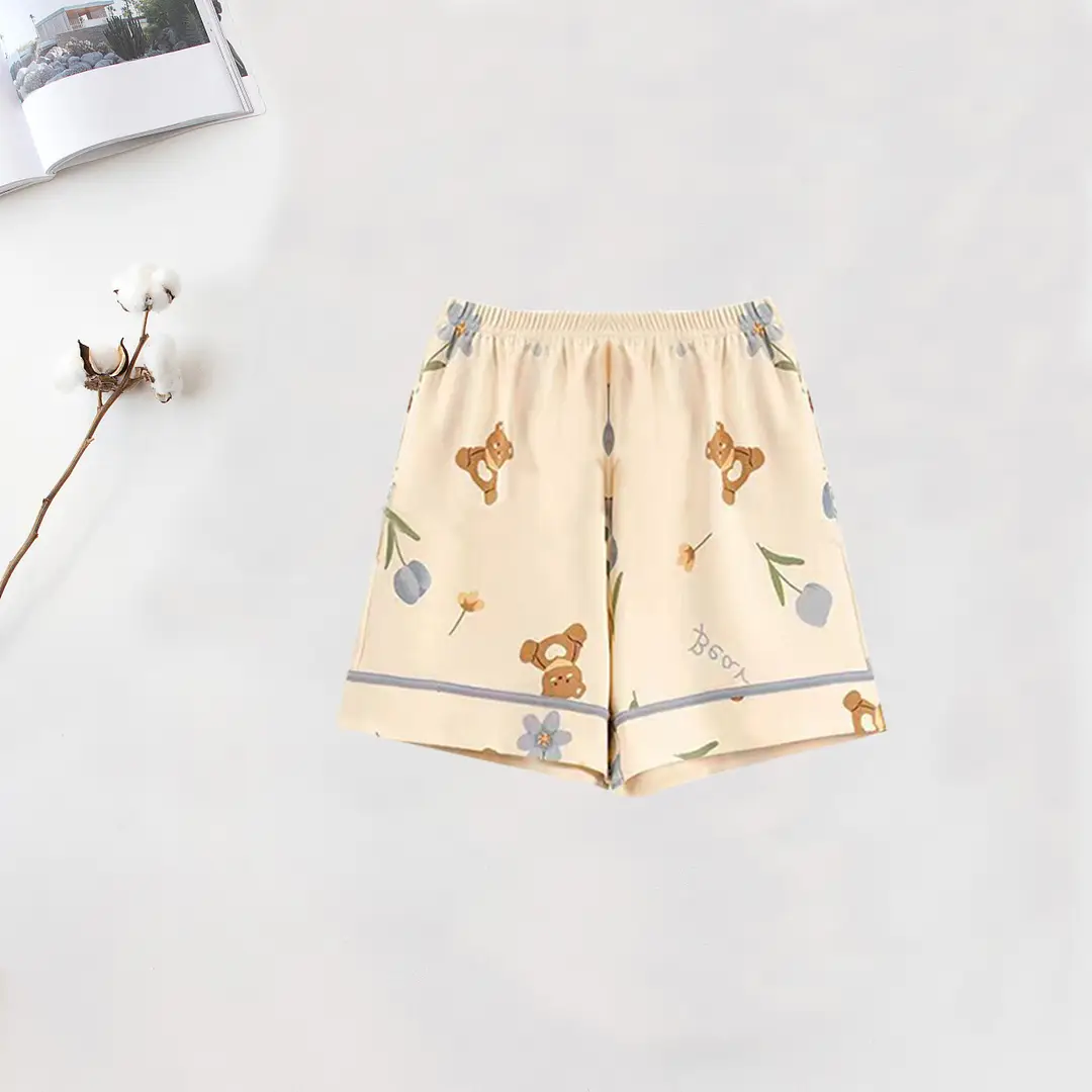 New Summer Pajamas Women's Pure Cotton Short-sleeved Shorts with Chest Pad Pure Cotton Thin Round Neck Cute Dormitory Outer Wear suit