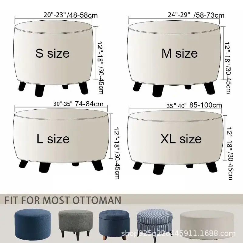 Cross-border Round Jacquard Elastic Flannel Low Stool Cover - Image 16