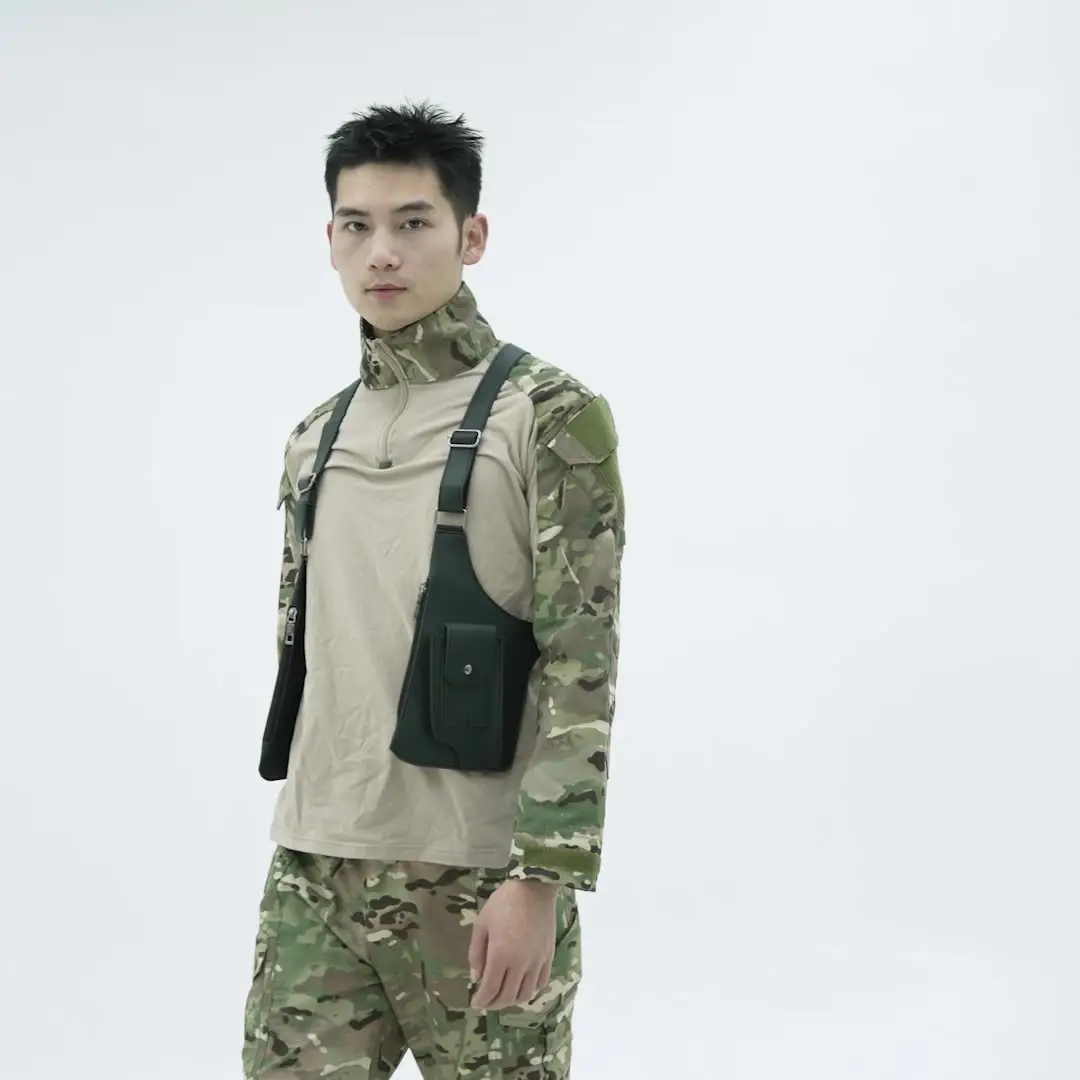 Men's Black Multifunctional Shoulder Bag with Zip Pockets