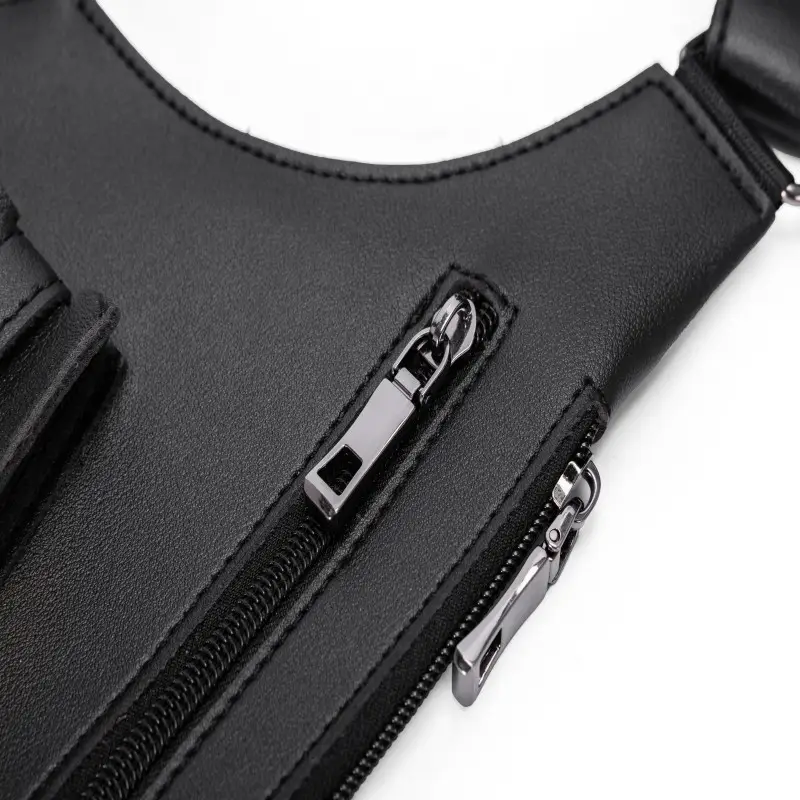 Men's Black Multifunctional Shoulder Bag with Zip Pockets — feature 26